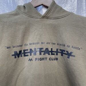 MENTALITY Olive Green Pullover Hoodie‎ Sweatshirt Mens Size M Fight Club